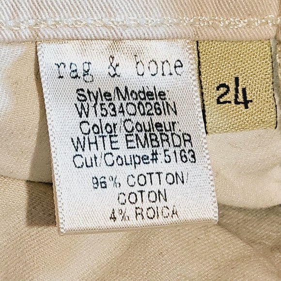 Rag and Bone Ivory Intermix Arrow Embroidery Khaki Pants, Sz 24 - Picture 11 of 12